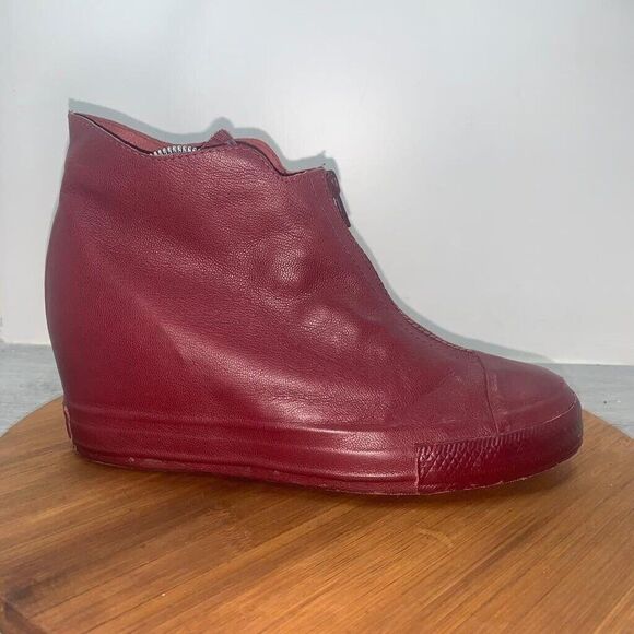 Converse Shroud Wedge Sneakers Red Burgundy Leather 549565C Women's Size 9 RARE